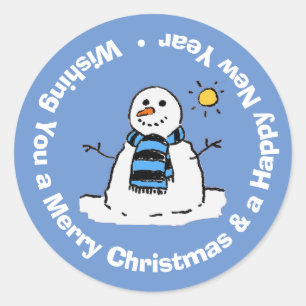 Merry Christmas & Happy New Year. Classic Round Sticker