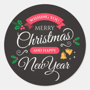 Merry Christmas & Happy New Year Classic Round Sticker