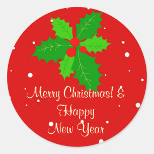 Merry christmas & happy new year classic round sticker