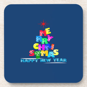 Merry Christmas Happy New Year Coaster