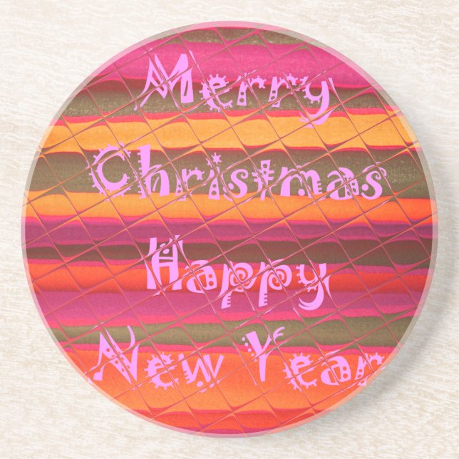 Merry Christmas Happy New Year Collection Coaster (Front)