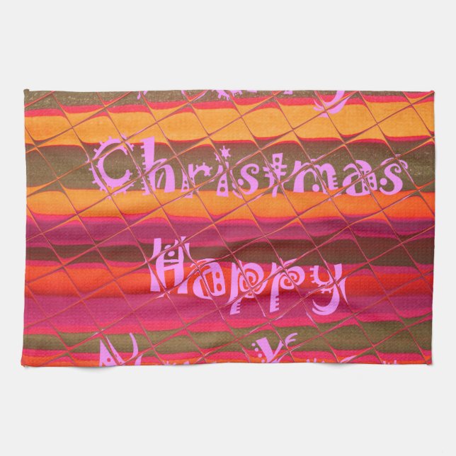Merry Christmas Happy New Year Collection Tea Towel (Horizontal)