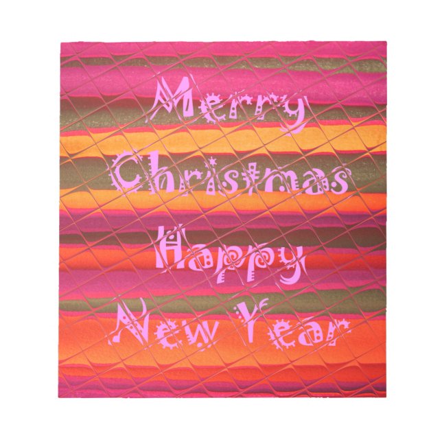 Merry Christmas Happy New Year Color Design Notepad (Front)