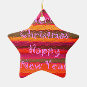 Merry Christmas Happy New Year Colour Design Ceramic Tree Decoration