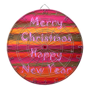 Merry Christmas Happy New Year Colour Design Dartboard
