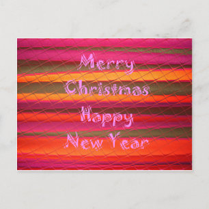 Merry Christmas Happy New Year Colour Design Holiday Postcard