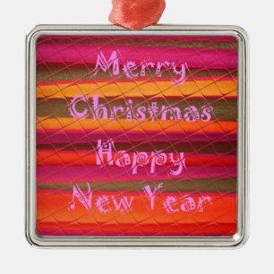 Merry Christmas Happy New Year Colour Design Metal Tree Decoration