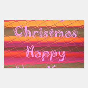 Merry Christmas Happy New Year Colour Design Rectangular Sticker