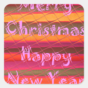 Merry Christmas Happy New Year Colour Design Square Sticker
