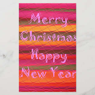 Merry Christmas Happy New Year Colour Design Stationery