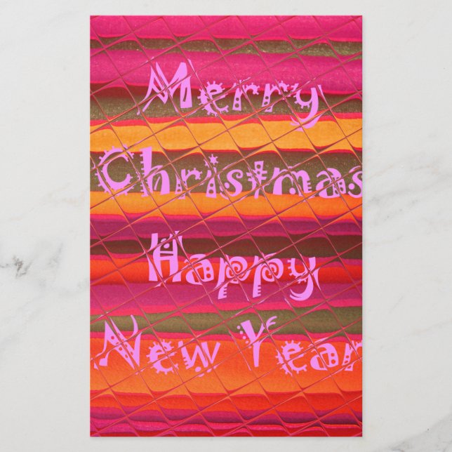 Merry Christmas Happy New Year Colour Design Stationery (Front)