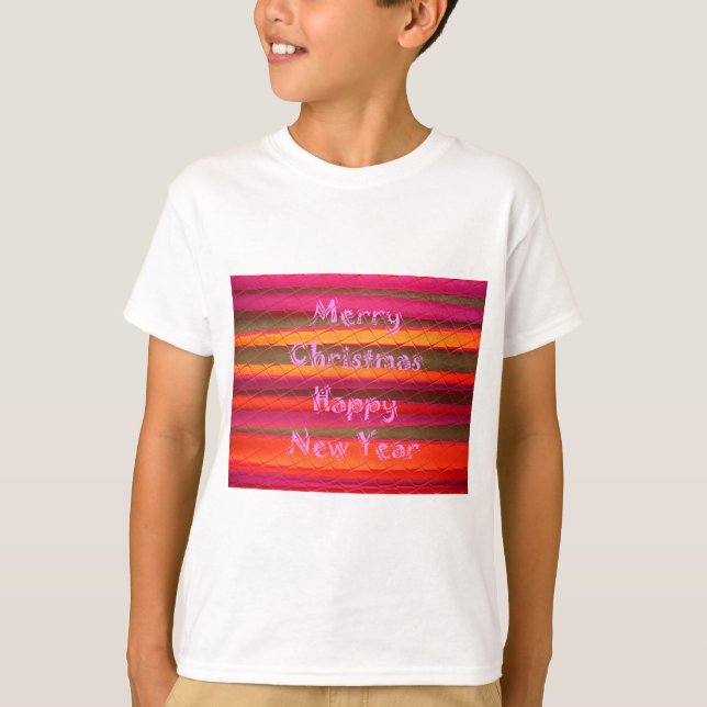 Merry Christmas Happy New Year Colour Design T-Shirt (Front)