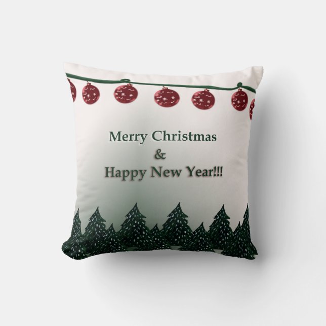 Merry Christmas, Happy New Year Cushion (Front)