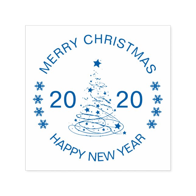 Merry Christmas Happy New Year customisable Self-inking Stamp (Design)