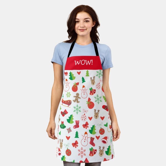 Merry Christmas & Happy New Year! Cute XMAS Snow Apron (Worn)