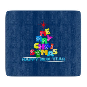 Merry Christmas Happy New Year Cutting Board