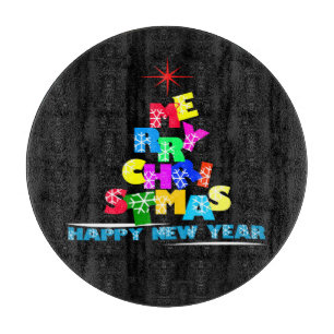 Merry Christmas Happy New Year Cutting Board