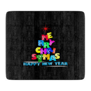 Merry Christmas Happy New Year Cutting Board