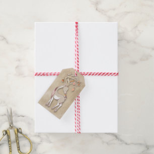 Merry Christmas Happy New Year Deer Gift Wrap Tag
