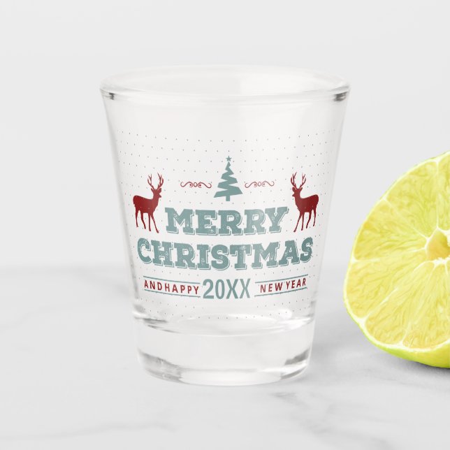 Merry Christmas Happy New Year Deer ID612 Shot Glass (Front)