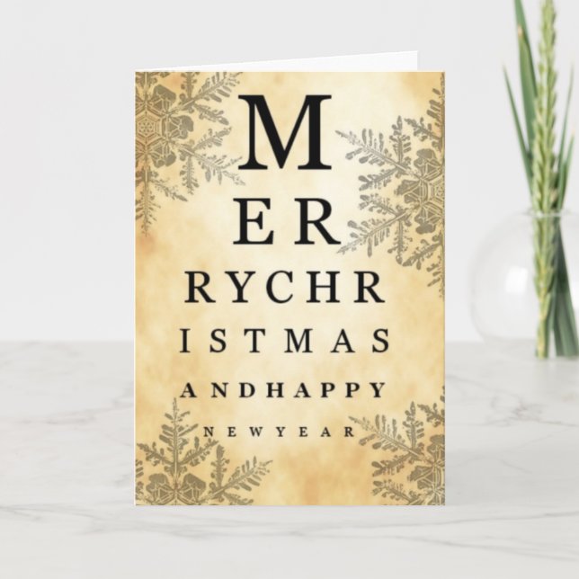 Merry Christmas & Happy New Year Eye Chart Card (Front)
