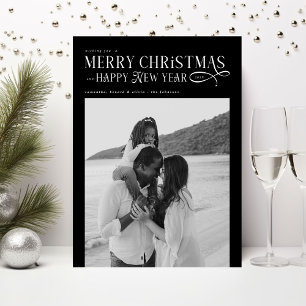 Merry Christmas Happy New Year Family 2 Photos Holiday Card