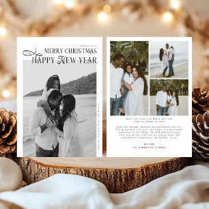 Merry Christmas Happy New Year Family 4 Photos Holiday Card