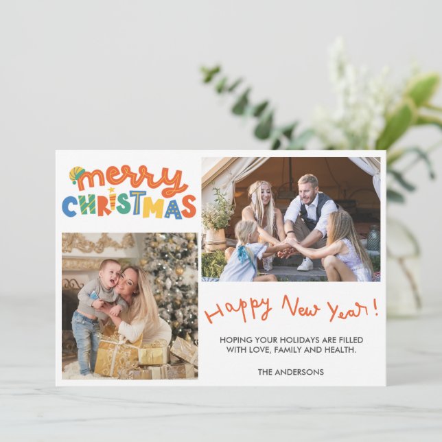 Merry Christmas Happy New Year Family Photo (Standing Front)