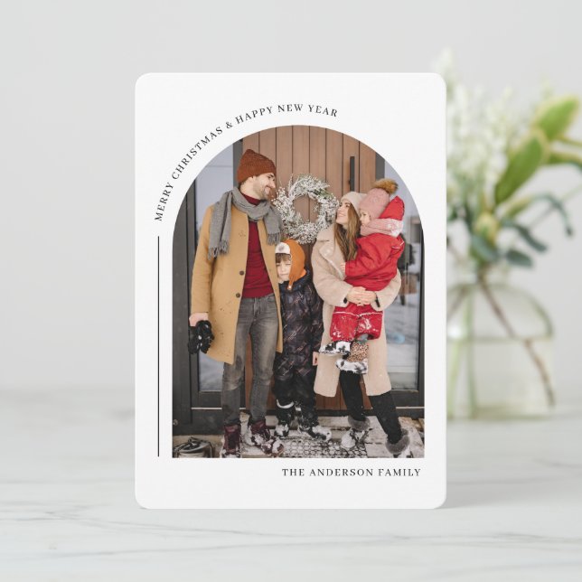 Merry Christmas & Happy New Year Family Photo Card (Standing Front)