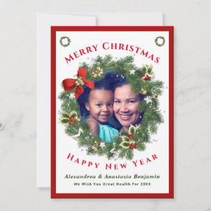 Merry Christmas Happy New Year Family Photo Custom Holiday Card