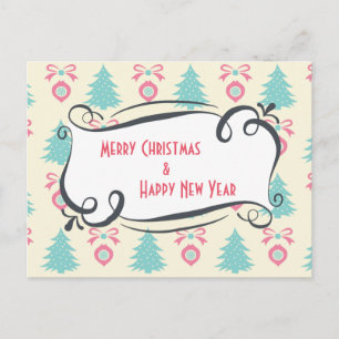 Merry Christmas Happy New Year Festive Greeting Holiday Postcard
