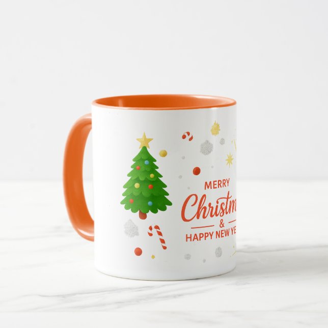 Merry Christmas & Happy New Year | Festive Holiday Mug (Front Left)