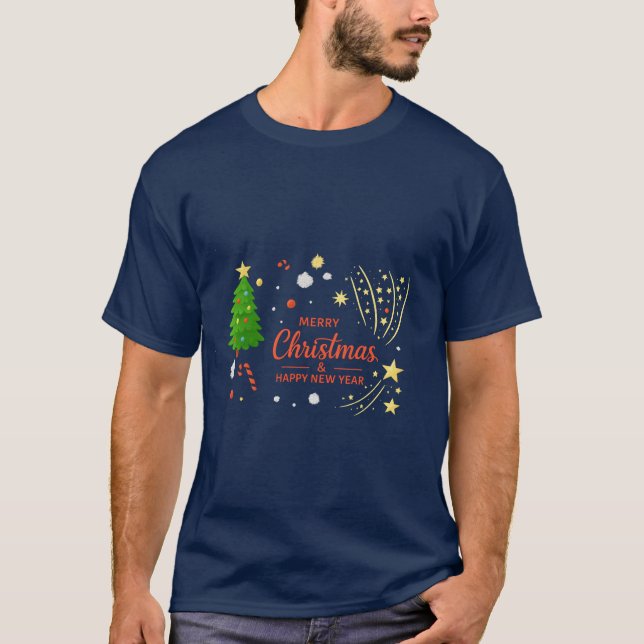 Merry Christmas & Happy New Year | Festive Holiday T-Shirt (Front)