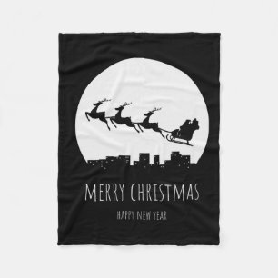 Merry Christmas Happy New Year Fleece Blanket