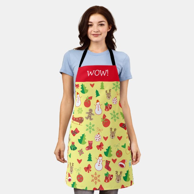Merry Christmas & Happy New Year! Fun XMAS Snow Apron (Worn)