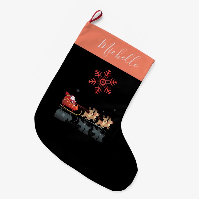 Merry Christmas & Happy New Year! Gifts Santa Large Christmas Stocking (Front (Hanging))