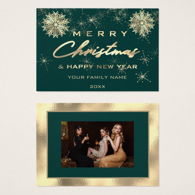 Merry Christmas Happy New Year Gold Favour  Photo (Front & Back)