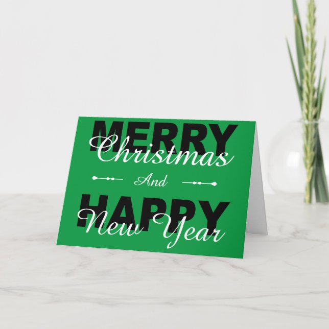 Merry Christmas Happy New Year Green Holiday Card (Front)