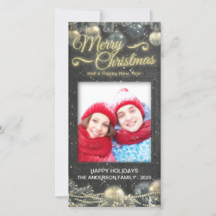 Merry Christmas Happy New Year Greeting Photo Card