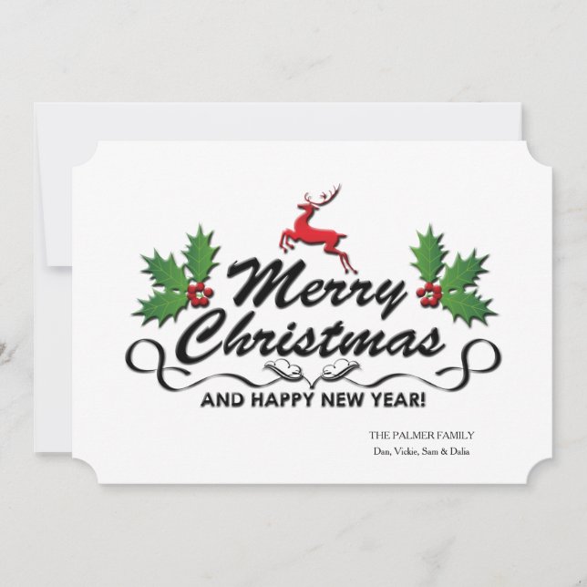 Merry Christmas Happy New Year Holiday Card (Front)