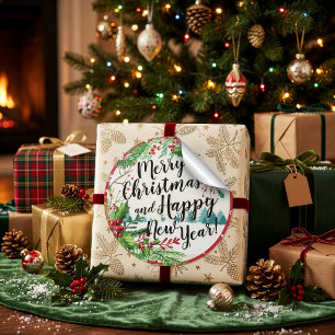 Merry Christmas & Happy New Year Holiday Greetings Classic Round Sticker