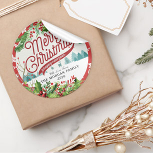 Merry Christmas & Happy New Year Holiday Greetings Classic Round Sticker