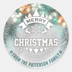 Merry Christmas & Happy New Year Holiday Greetings Classic Round Sticker