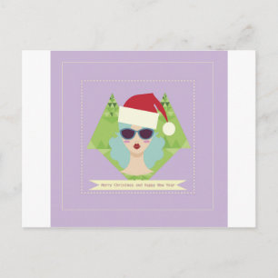 merry christmas happy new year holiday postcard