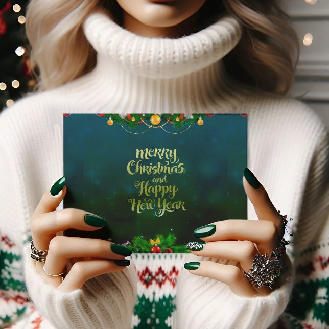 Merry christmas happy new year Holiday Postcard (Creator Uploaded)