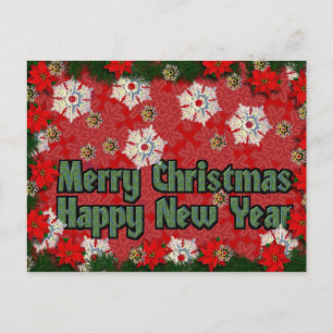 Merry Christmas Happy New Year Holiday Postcard