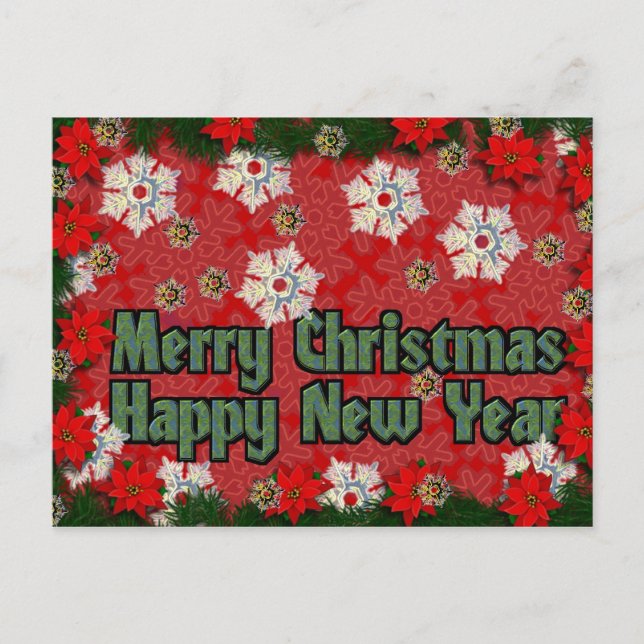 Merry Christmas Happy New Year Holiday Postcard (Front)