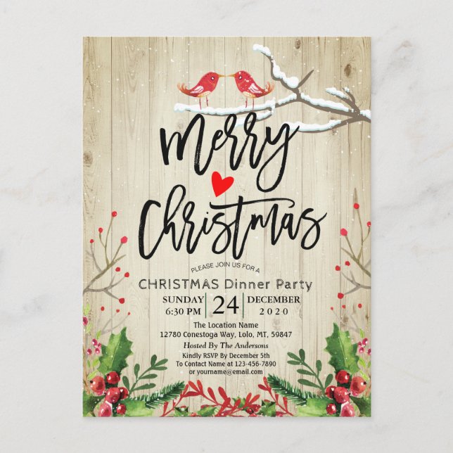 Merry Christmas Happy New Year Holiday Santa Party Postcard (Front)