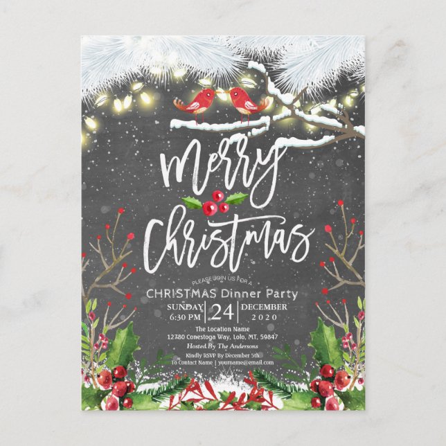 Merry Christmas Happy New Year Holiday Santa Party Postcard (Front)