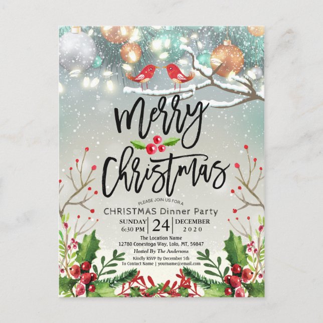 Merry Christmas Happy New Year Holiday Santa Party Postcard (Front)